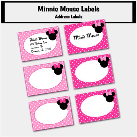 Minnie Mouse Inspired Address Labels, Pink - Printable PDF | Minnie ...