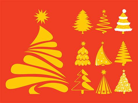 Christmas Trees Silhouettes Set ai vector | UIDownload