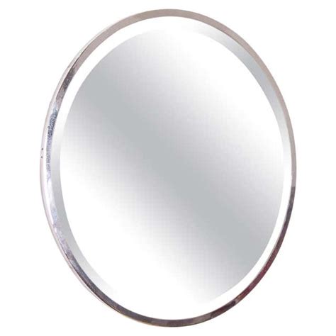 Round Nickel Plated French Art Deco Wall Mirror at 1stDibs