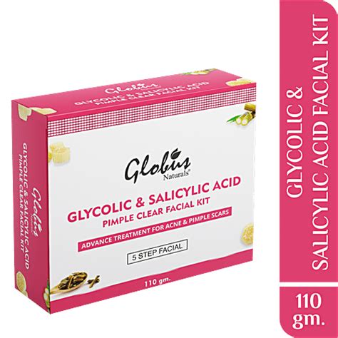 Buy Globus Naturals Glycolic & Salicylic Acid Pimple Clear Facial Kit - For Acne, Pimple & Scars ...