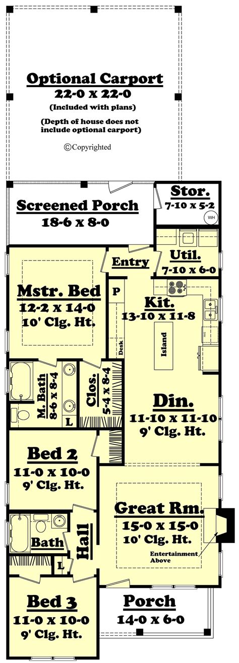 Cottage Style House Plan - 3 Beds 2 Baths 1300 Sq/Ft Plan #430-40 ...