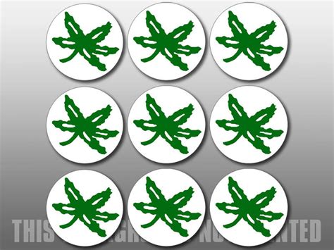 Sheet of 9: 1.25 inch Round Buckeye Helmet Stickers (Ohio Leaf State ...