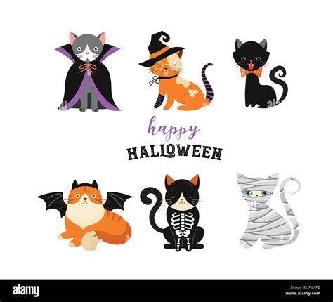 Halloween Cats Costume Party. Illustration and vector elements of group of cats in halloween ...