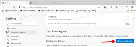 Clear Browsing Data in Microsoft Edge