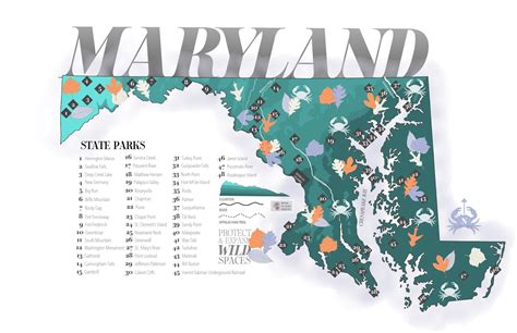 Maryland State Parks decorative map print | Etsy