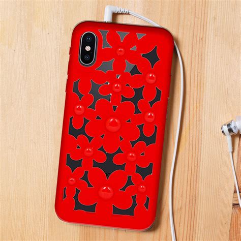 Red Flower Silicone Back Case Cover for Apple iPhone X/iPhone 10