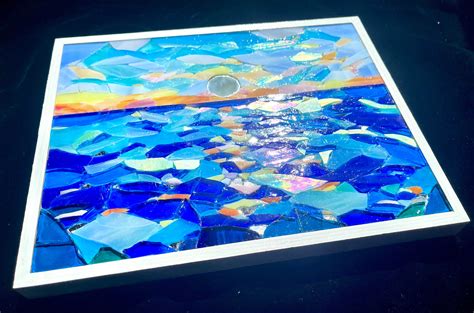 Ocean Sunset Mosaic Beach Mosaic Wall Art Stained Glass - Etsy