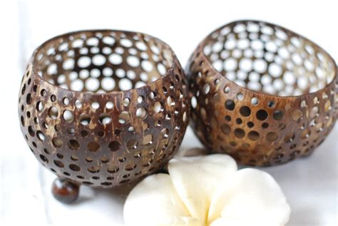 Handmade Coconut Shell Candle holder Set of 2/Candle