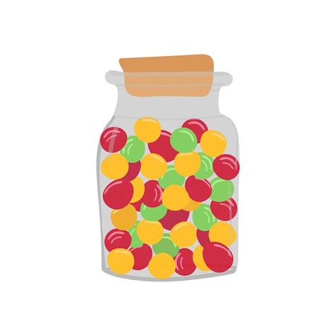 Premium Vector | Candy in jar colorful vector illustration