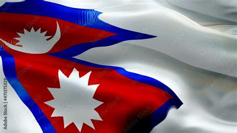 Nepali flag Closeup 1080p Full HD 1920X1080 footage video waving in ...