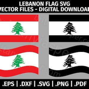 Lebanon Flag SVG Vector Clip Art Cut Files for Cricut, Silhouette Eps ...