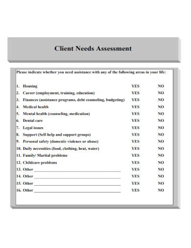 Client Needs Assessment - 10+ Examples, Format, Pdf