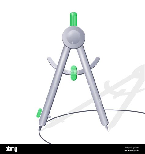 Drafting compass for drawing circles and curves. Caliper tool for drafting. Vector illustration ...