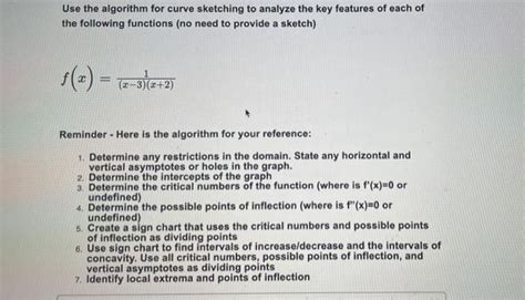 Solved Use the algorithm for curve sketching to analyze the | Chegg.com