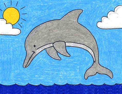 Easy How to Draw a Dolphin Tutorial Video and Coloring Page