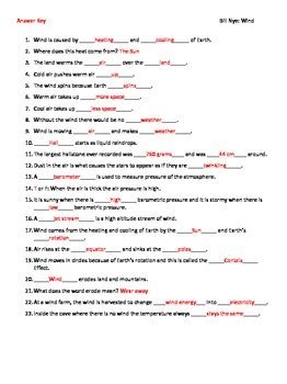 Video Worksheet (Movie Guide) for Bill Nye - Wind by Seriously Science