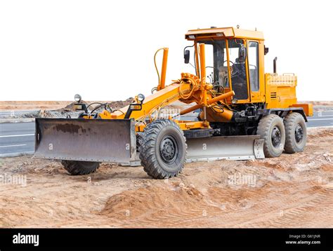 Road grader - heavy earth moving road construction equipment Stock ...