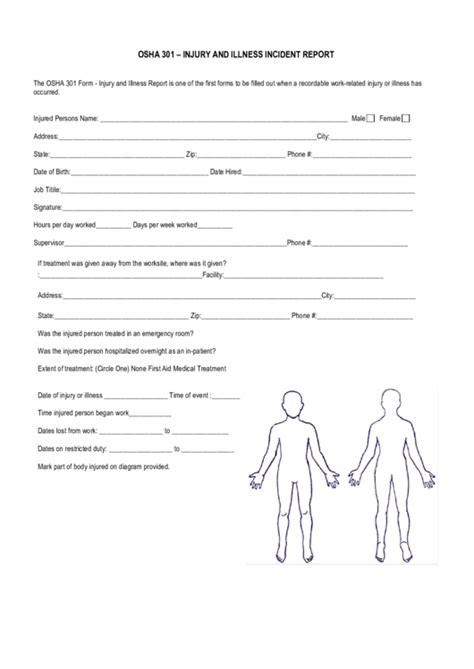 Osha 301 Injury And Illness Incident Report Form Printable Pdf Download - ReportForm.net