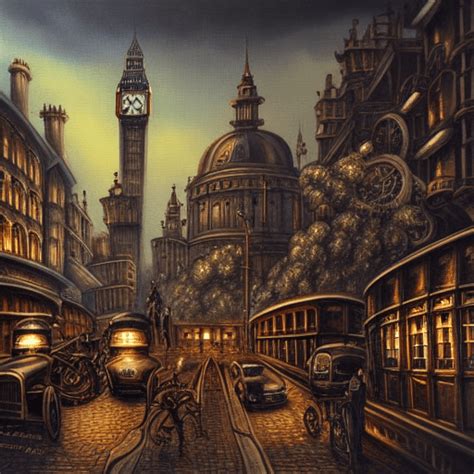 Detailed Steampunk London Painting · Creative Fabrica