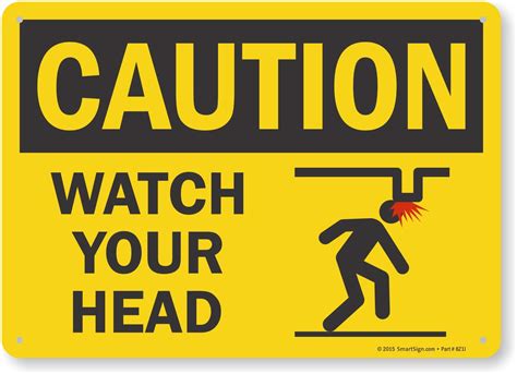 "Caution - Watch Your Head" Sign by SmartSign | 10" x 14" Plastic : Amazon.in: Office Products