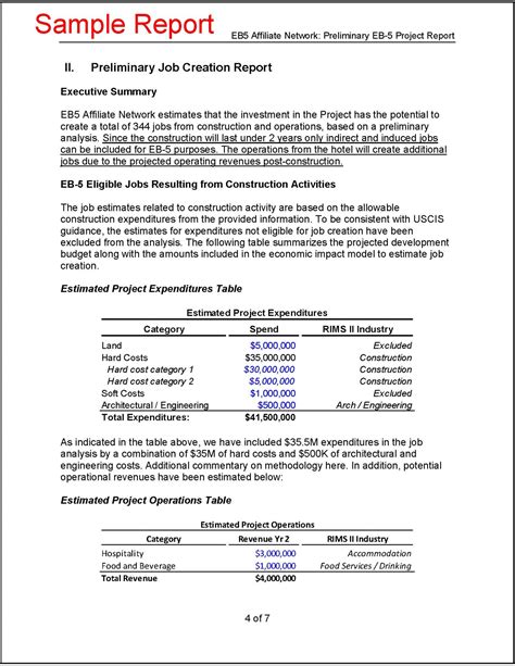 Preliminary EB-5 Project Report