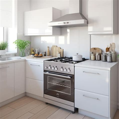 Premium Photo | Modern white kitchen gas stove with electric oven