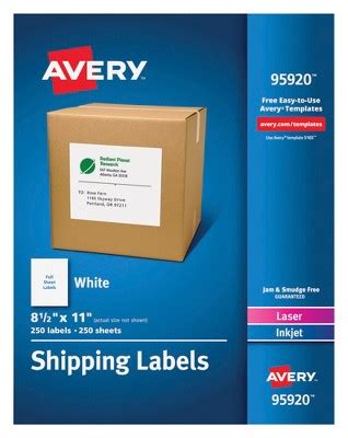 Avery Bulk Shipping Labels, 8-1/2 X 11 Inches, White, Pack Of 250 : Target