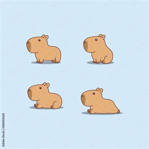 Cute capybara cartoon, vector illustration Stock Vector | Adobe Stock