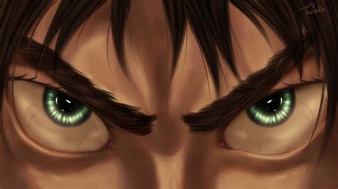 Attack On Titan Very Closer Of Eren Yeager With Green Eyes 4K HD Anime ...