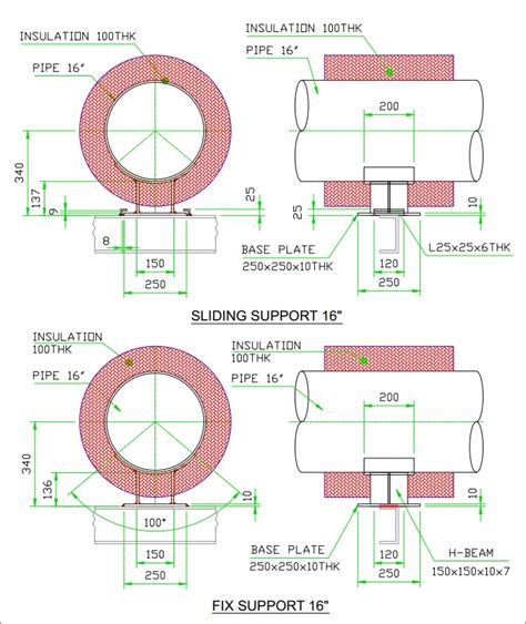 DETAIL INSTALLATION PIPE SHOE SUPPORT (1"~16") • Designs CAD