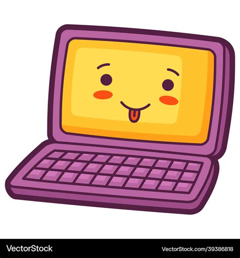 Laptop in cartoon style cute Royalty Free Vector Image