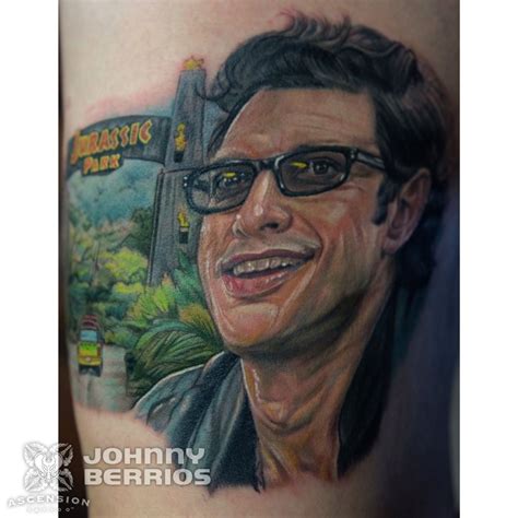 Jurassic Park Jeff Goldblum Realistic Portrait tattoo by Johnny Berrios, Orlando, FL. www ...