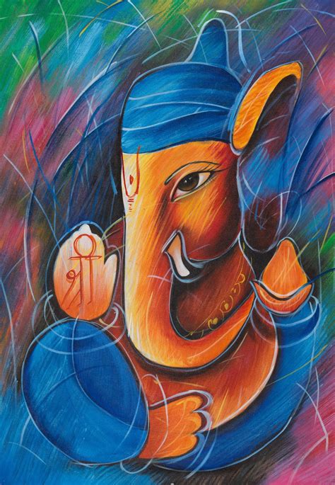 Buy Lord Shree Ganesh Handmade Painting by Community Artists Group. Code:FR_1523_12366 ...