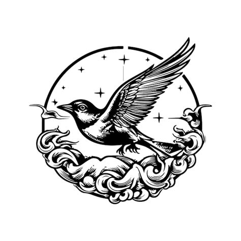 Bird tattoo design hand drawn illustration | Premium AI-generated vector