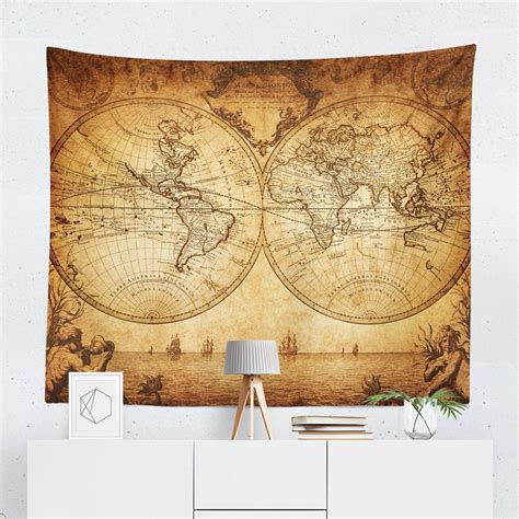 Vintage World Map Wall Tapestry | Tapestry | wFrancis Design World Map Tapestry, Wall Tapestry ...