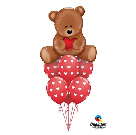 Teddy Bear Love Hearts Balloon Bouquet