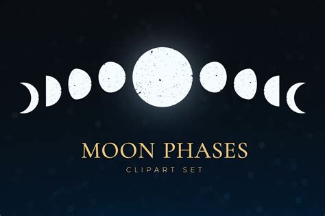 Moon Phases SVG Clipart Icon Set (784868) | Objects | Design Bundles