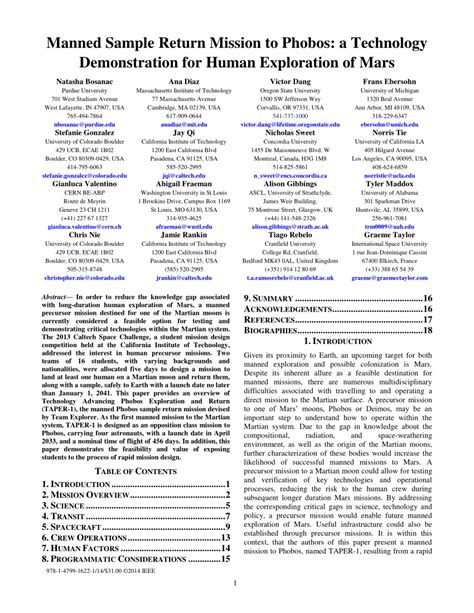 (PDF) Manned Sample Return Mission to Phobos: a Technology ...