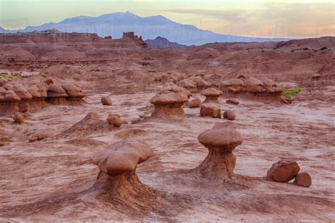 USA, Utah, Goblin Valley State Park. Gnome and goblin formations made of Entrada Sandstone ...