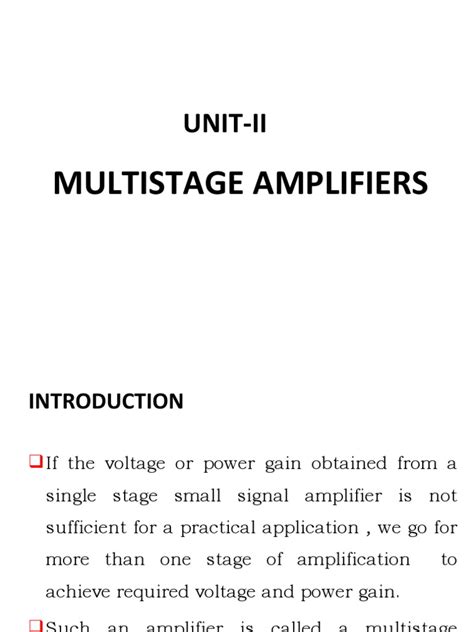 Unit-Ii: Multistage Amplifiers | PDF | Amplifier | Electrical Engineering