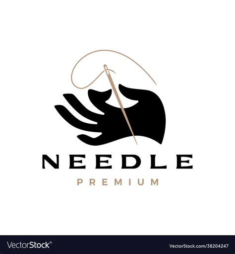 Hand hold holding needle thread logo icon Vector Image