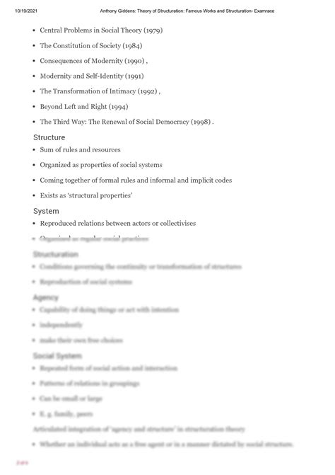 SOLUTION: Anthony giddens theory of structuration lecture handouts - Studypool