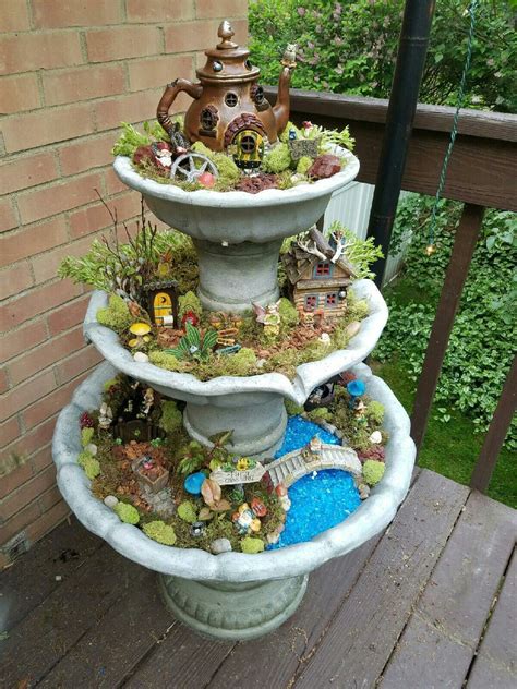 Fountain fairy garden design | Fairy garden decor, Fairy garden diy, Fairy garden