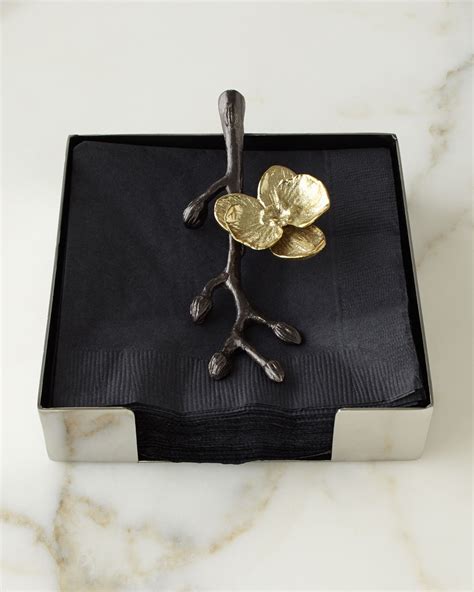 Michael Aram Gold Orchid Cocktail Napkin Holder | Neiman Marcus