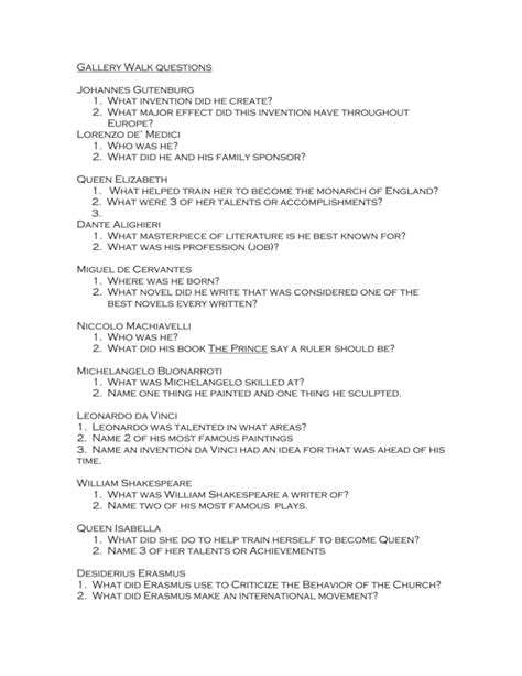 Gallery Walk questions