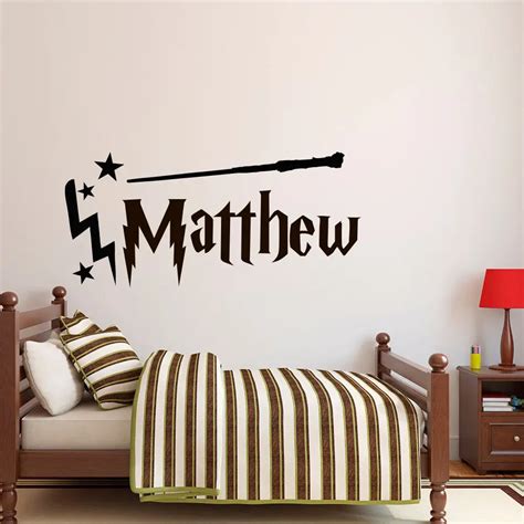 Aliexpress.com : Buy Harry Potter Wand Vinyl Wall Stickers Custom Name Colour Decal Decor ...