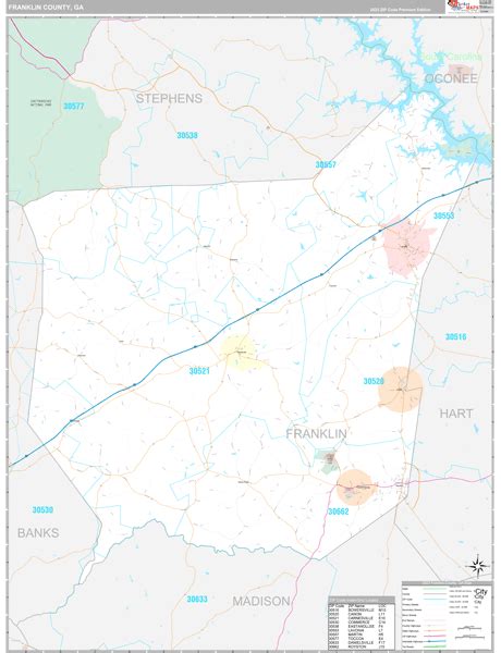 Franklin County, GA Wall Map Premium Style by MarketMAPS - MapSales