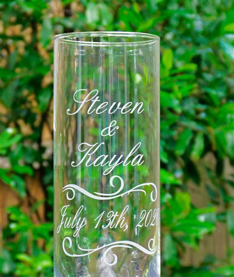 Personalized Etched Glass Wedding Unity Candle Vase w/ | Etsy
