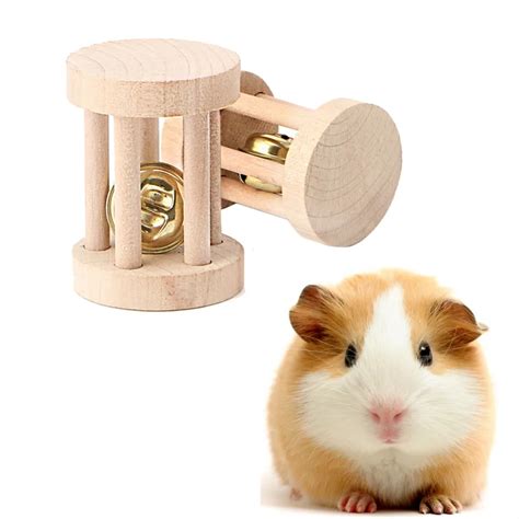 Aliexpress.com : Buy Pet Supplies Hamster Accessories Natural Wood Chew Toys Bell Roller Hamster ...