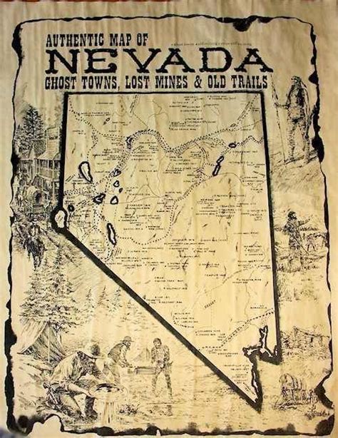 Nevada Ghost Towns, Lost Mines and Old Trails Map | Nevada ghost towns ...